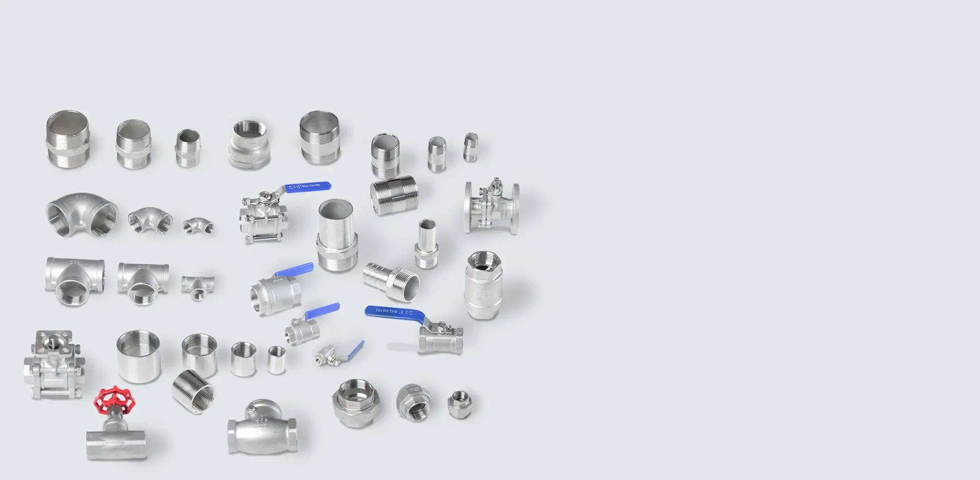 Raccordi filettati e valvole disponibili in stock di massa